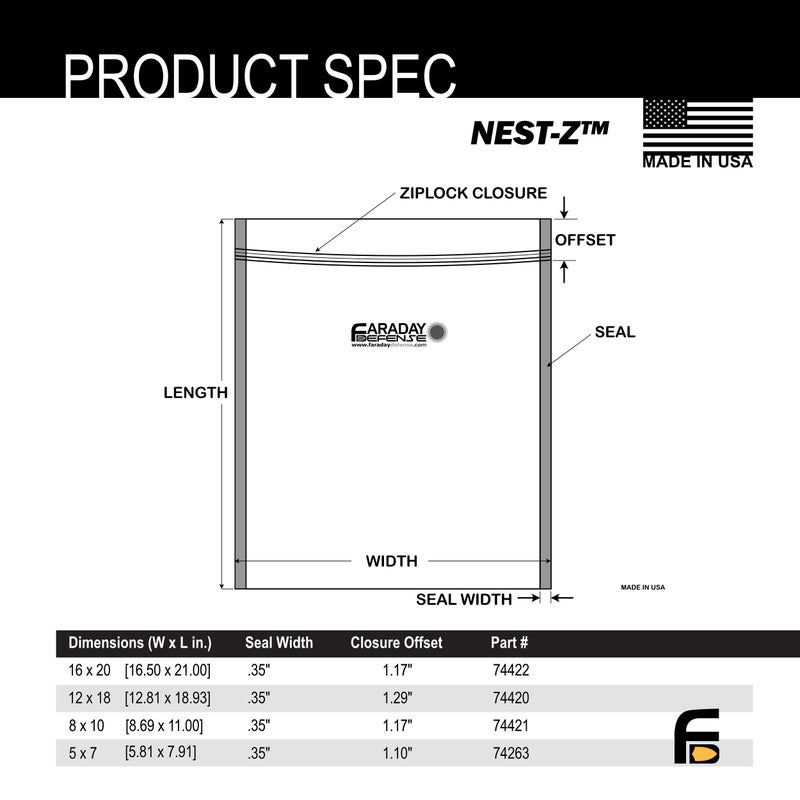 Faraday Defense 15pc Kit NEST-Z Faraday Bag for EMP/Solar-Flare Ultra Thick - Military Grade Design, Superior Shielding Performance, Phones - Radios - Hard Drives - Tablets - Laptops MADE in USA - Image 4